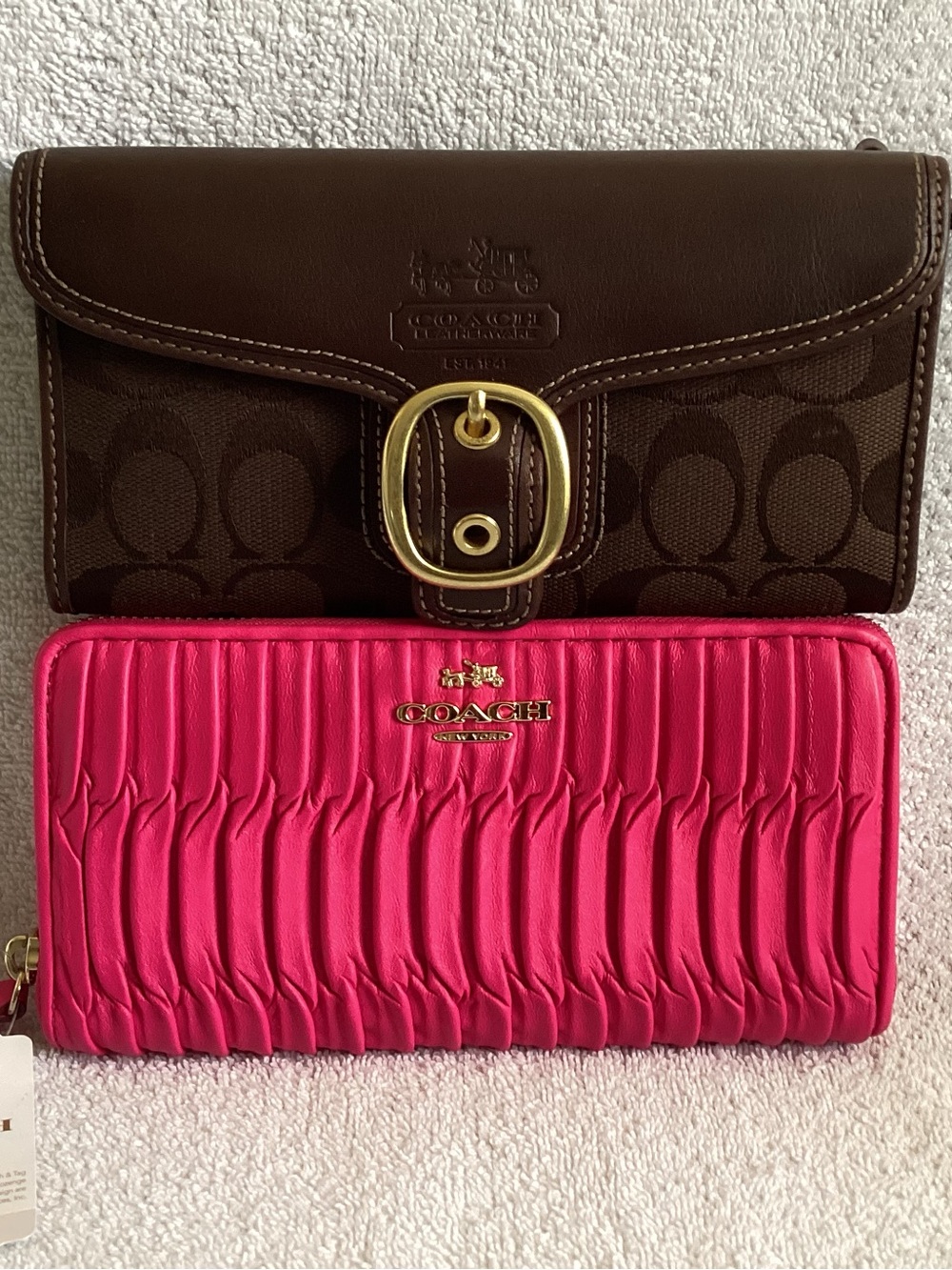 Coach Bleecker Brown Checkbook 40893 Madison Hot Pink Leather 53982 Wallet NWT